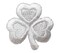 White Irish Shamrock, Clover Leaf, Trefoil, Embroidered Iron on Patch